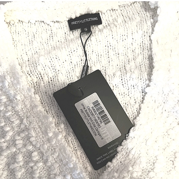 PRETTYLITTLE THING WHITE BOBBLE KNIT CROP CARDIGAN NWT SIZE S - Picture 13 of 13